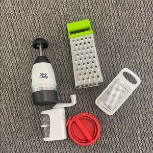 Slap Chop Food Chopper with Assorted Graters - White, Black, Red, Green